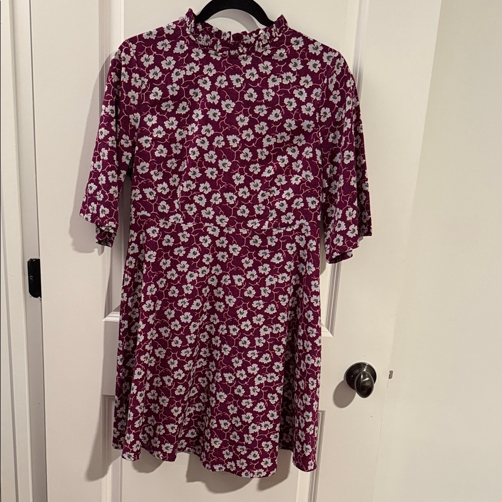 Floral Dress in Burgundy and White